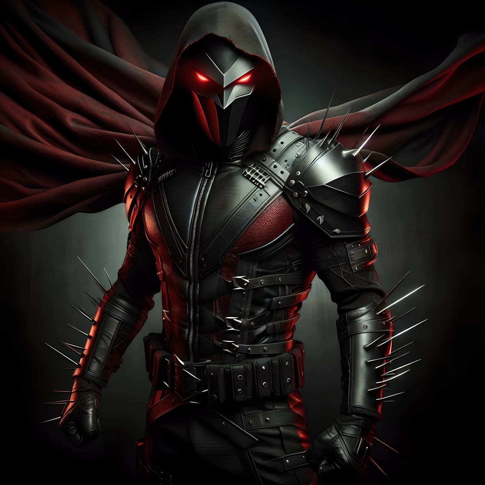 Dark Vigilante Superhero in Dystopian Chiaroscuro