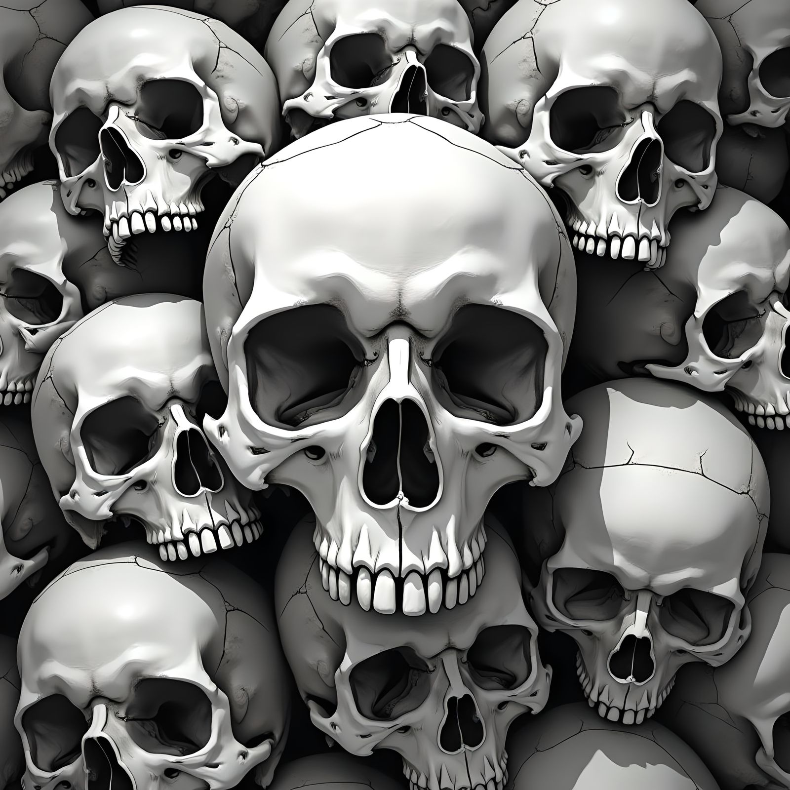 Skulls Pile Vector Graphic in Anime Style