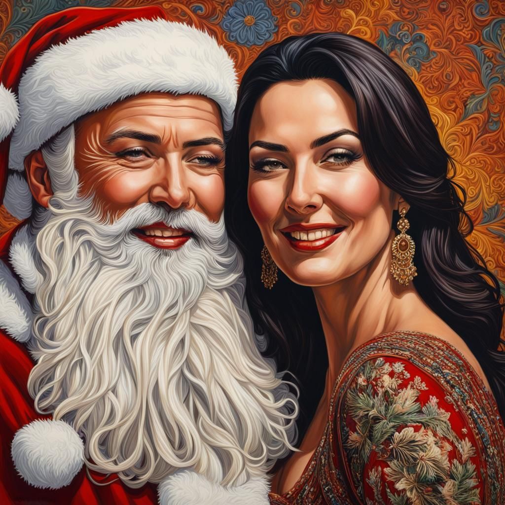 Hyperrealistic Selfie of Santa Claus and Woman