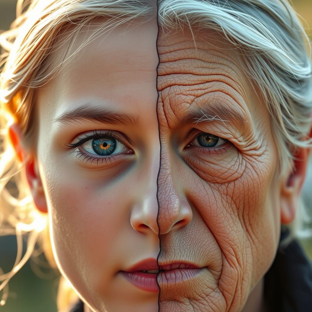 Youth and Age: A Split Portrait in Golden Light