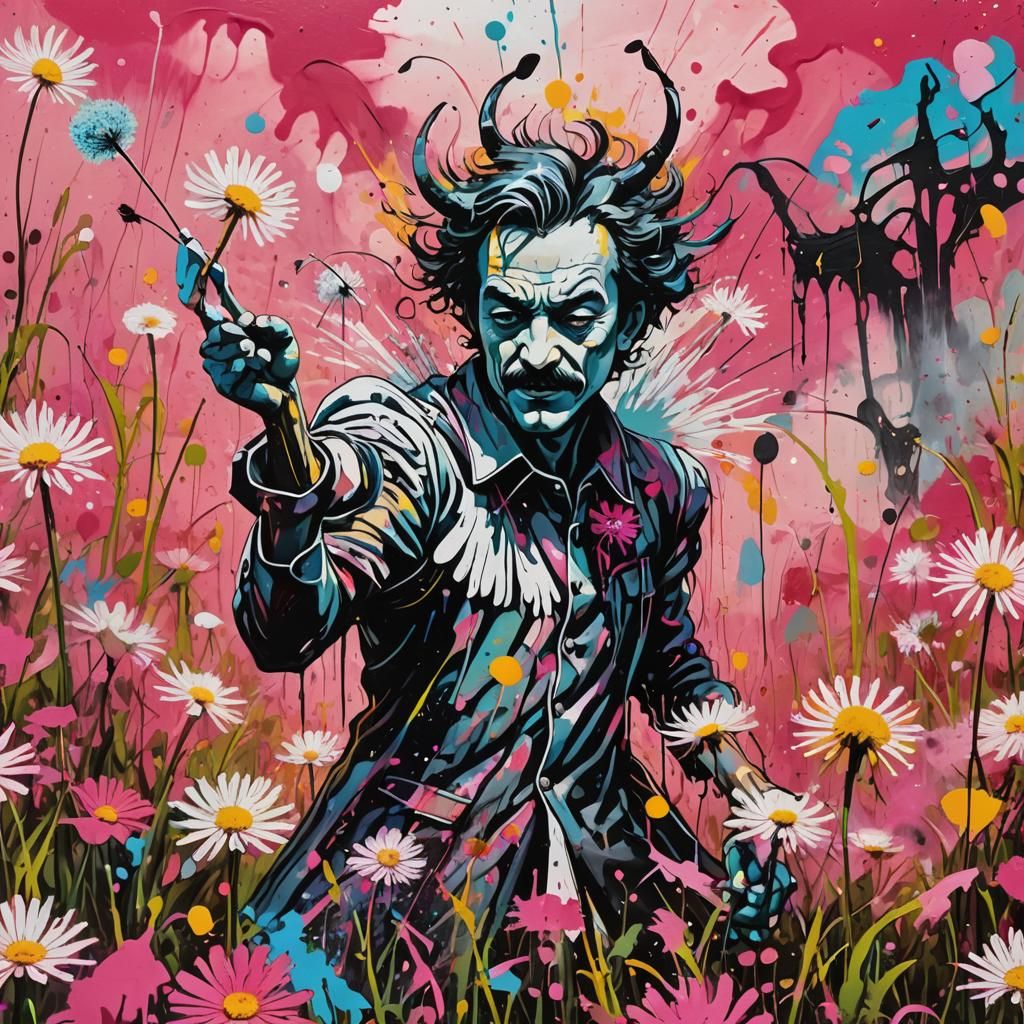 Half Angel-Devil in Graffiti Art Style