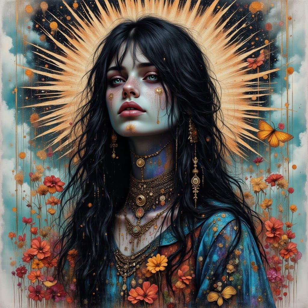 Grunge Metalhead Poster with Metallic Texture