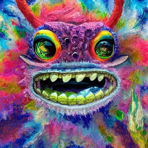 Alien Sculpture in Impressionist Gouache Style