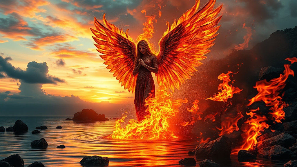 Fiery Gothic Angel Cleansing Collage in 8K