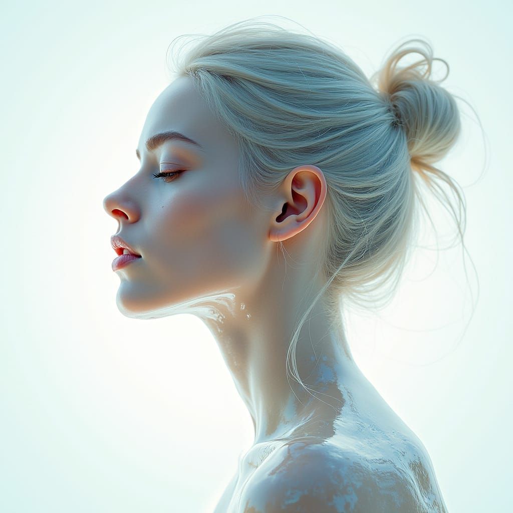 Glowing Goddess with Glass Skin in Ethereal Beauty