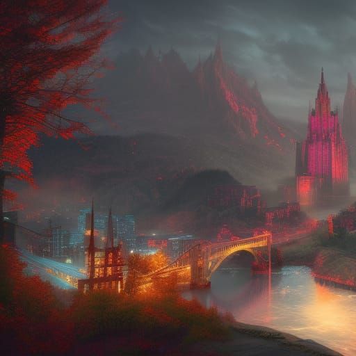 Highland Park Pittsburgh: Detailed Fantasy Matte Painting