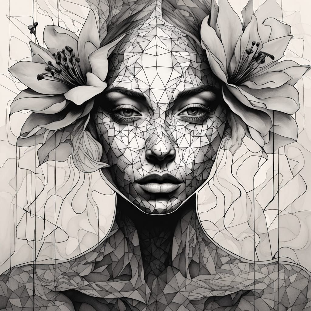 Surreal Flower-Hybrid Alien in a World of Double Exposure