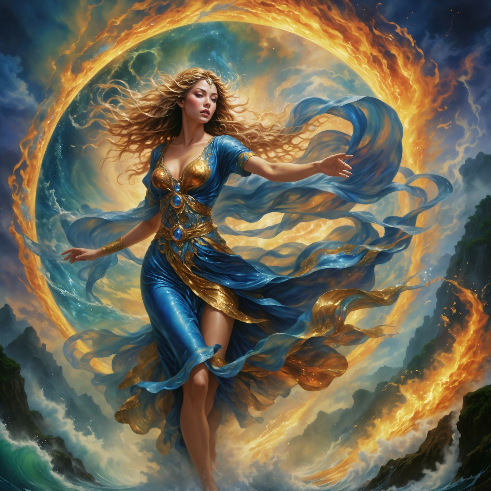 Elemental Sorceress in Fantasy Art Style