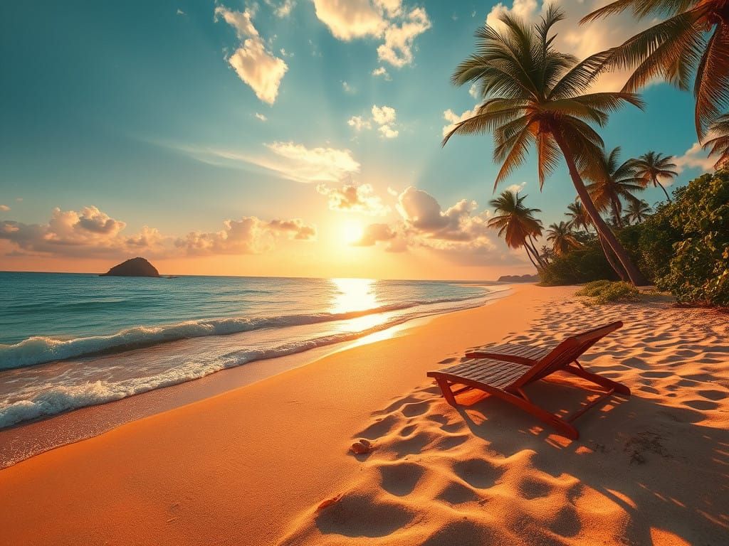Golden Paradise Beach at Sunset