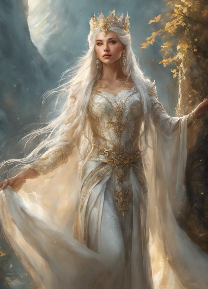 Elven Princess Portrait in Maximalist Digital Art