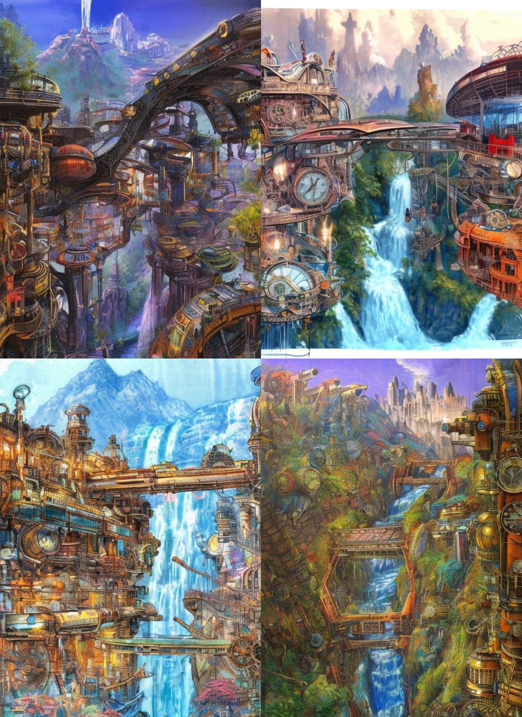 Futuristic Steampunk City with Treehouses