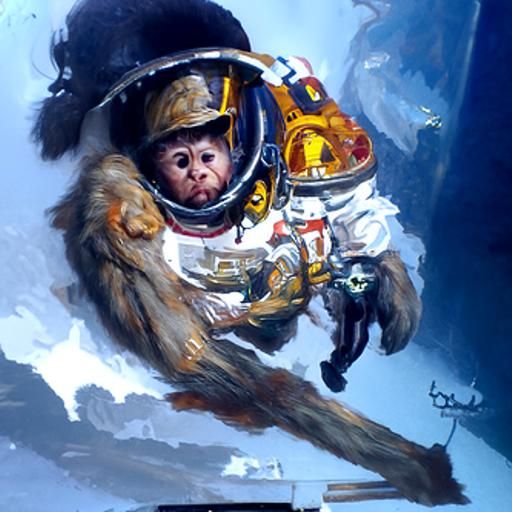 Monkey in Space as Oil Painting