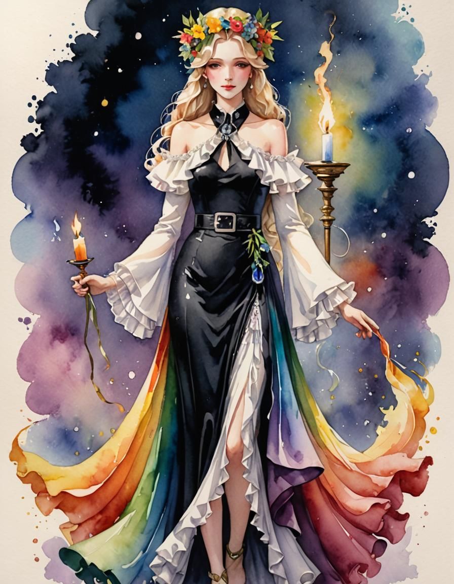 Rainbow 1930s Ladies Suit Watercolour Illustration