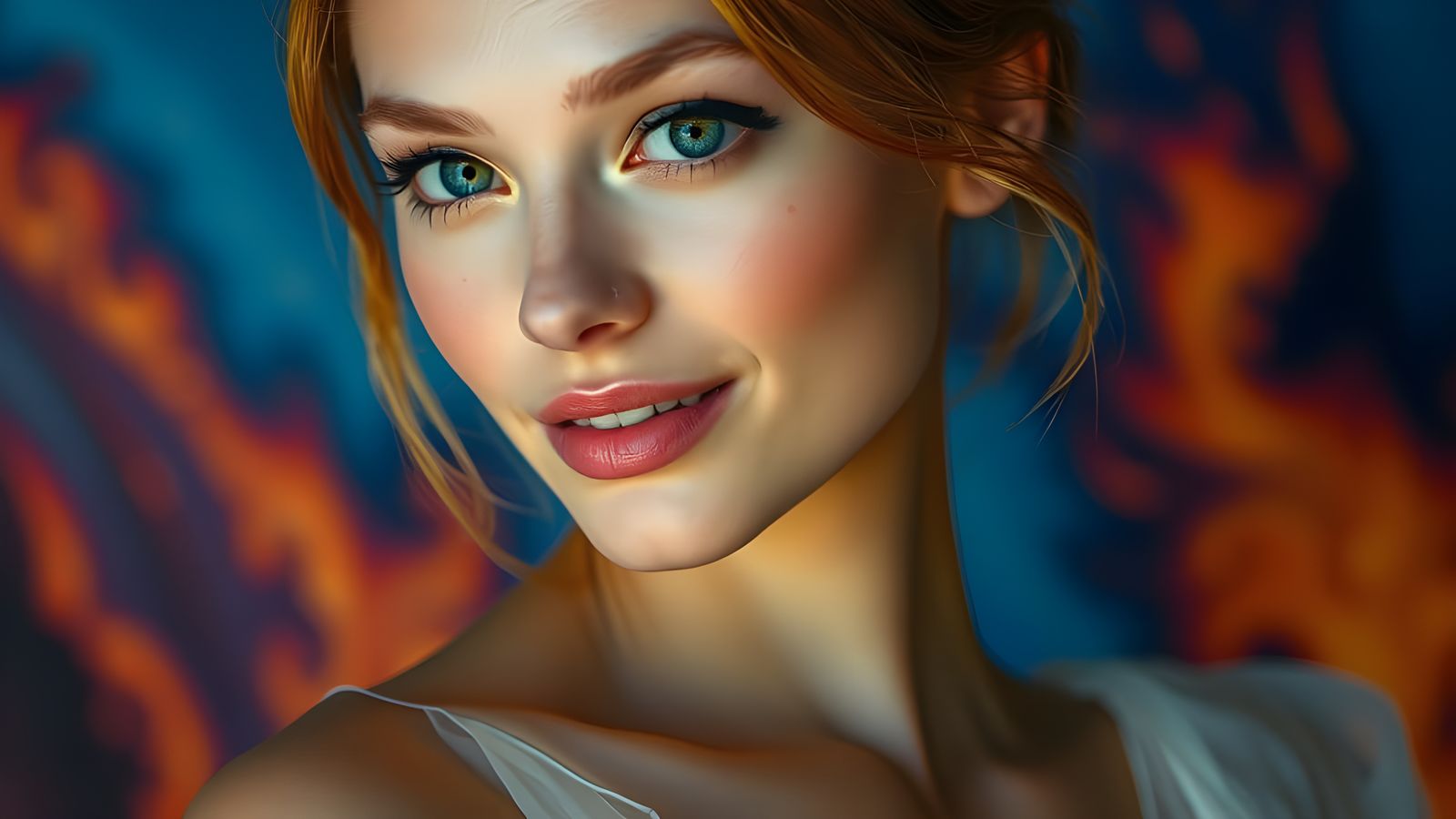 Sensual Woman with Perfect Smile in Hyperrealistic Style