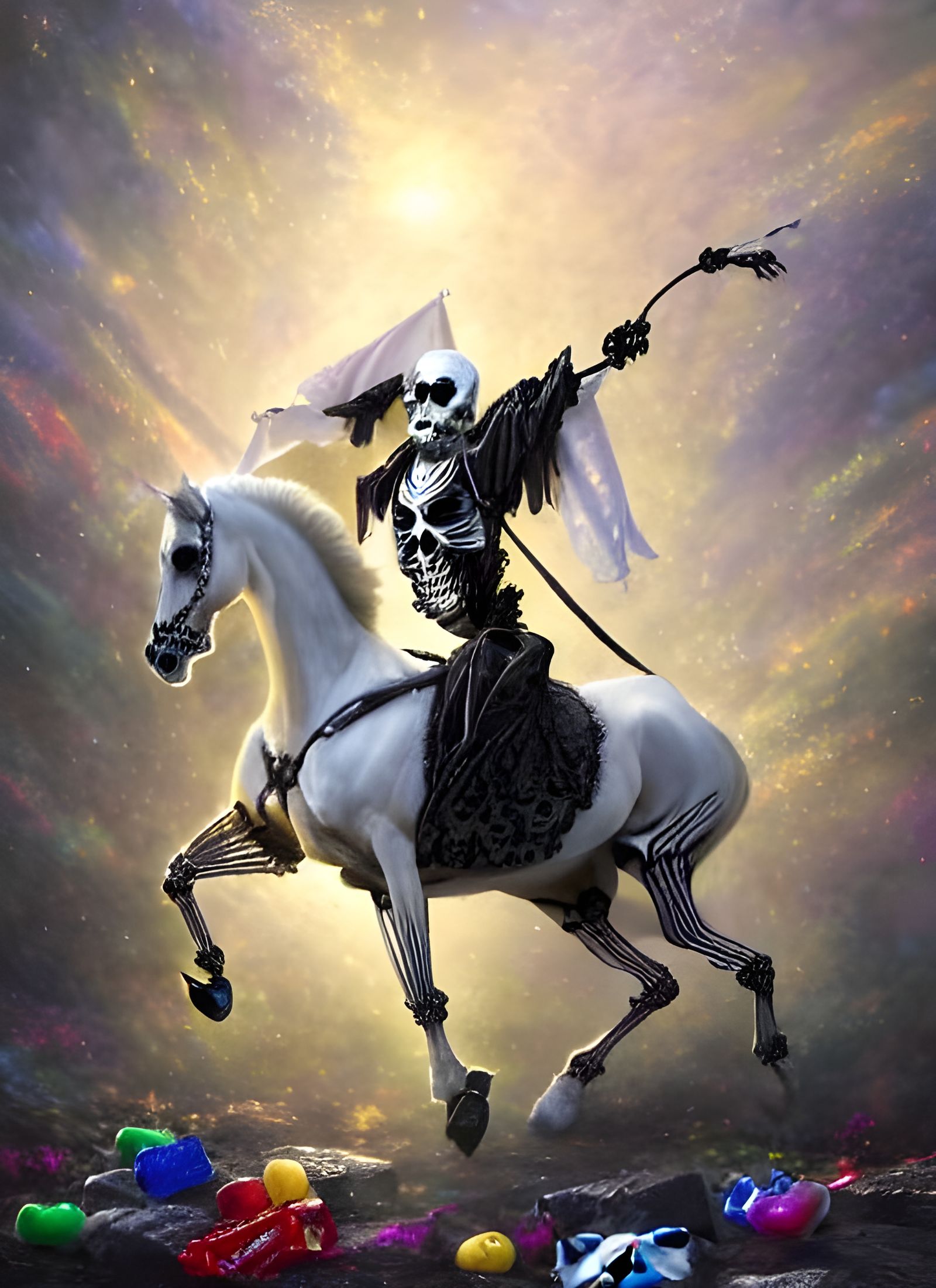 Candy Graveyard Rider in Art Nouveau Style