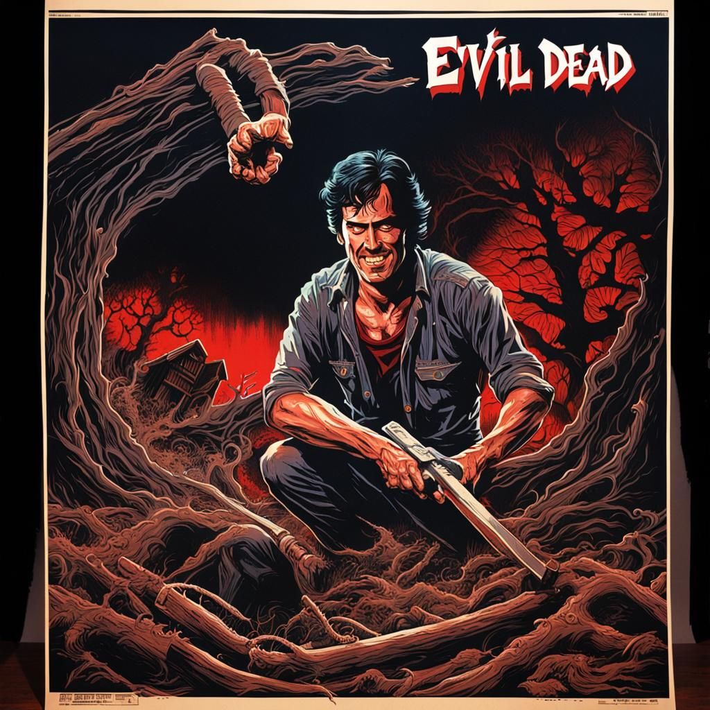 80s Horror Poster of Evil Dead in Comic Book Style