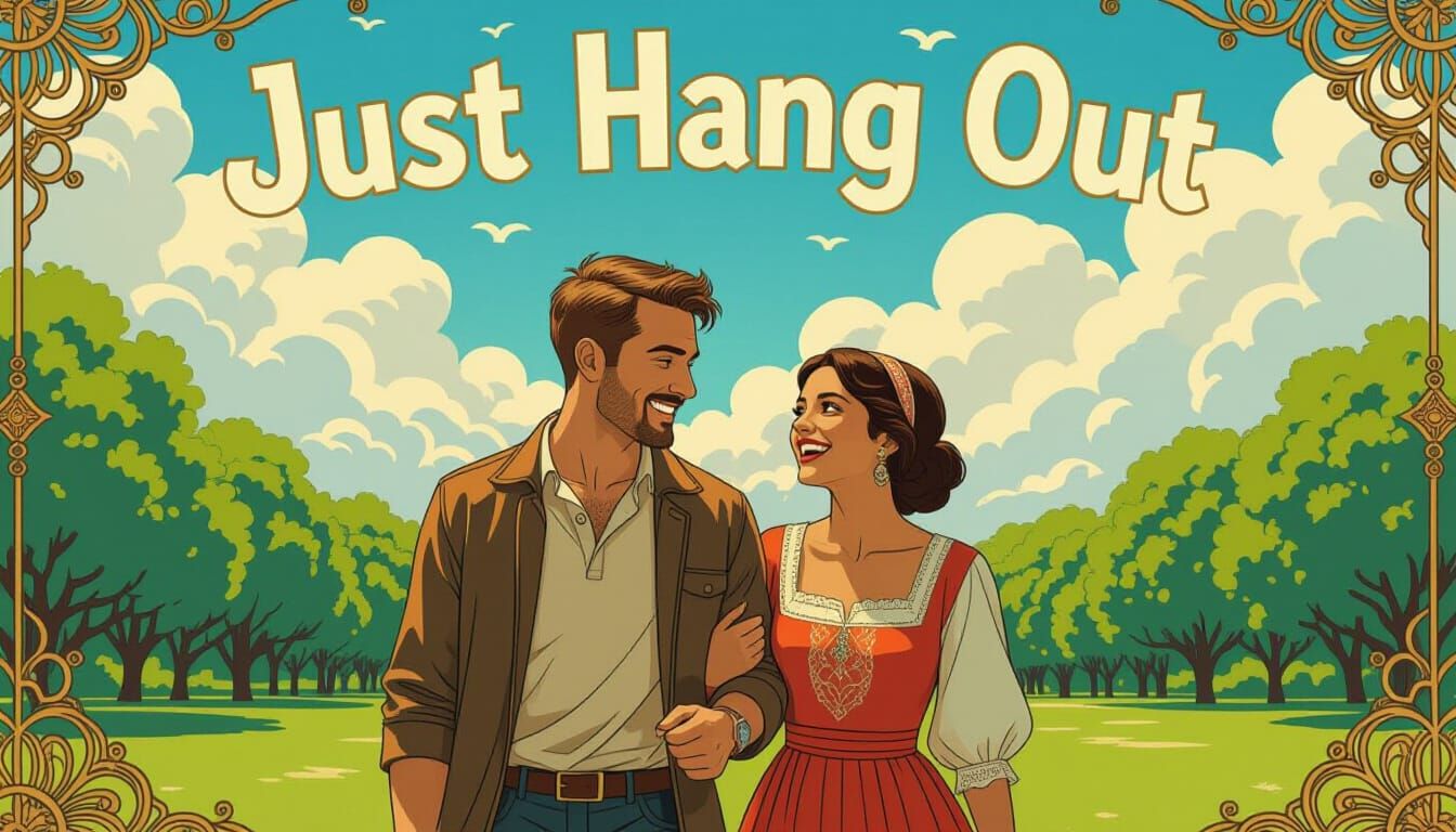 Belgian Man and Moroccan Woman in Graphic Novel Style