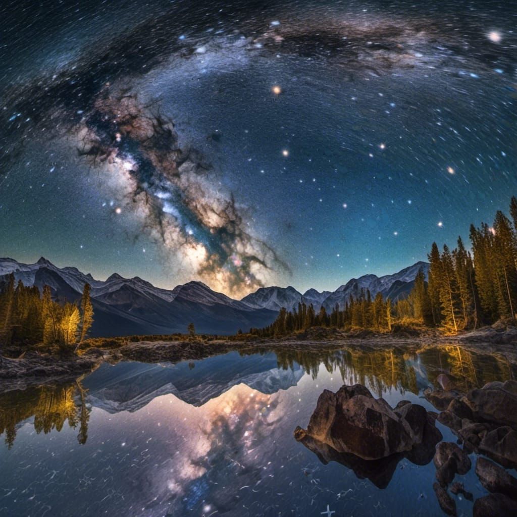 Magical Milky Way Reflection at Dusk Over Lake