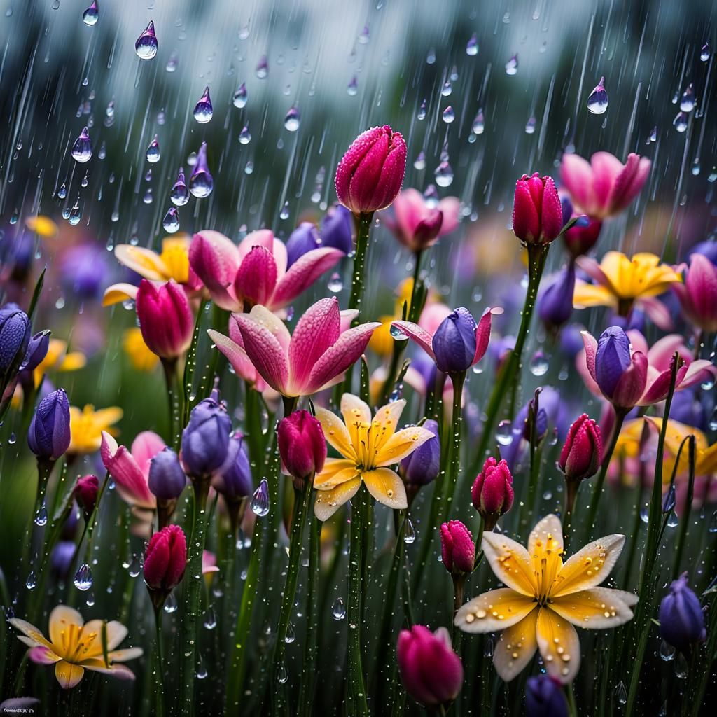 Spring Rainy Day: A High-Resolution Photo of Renewal
