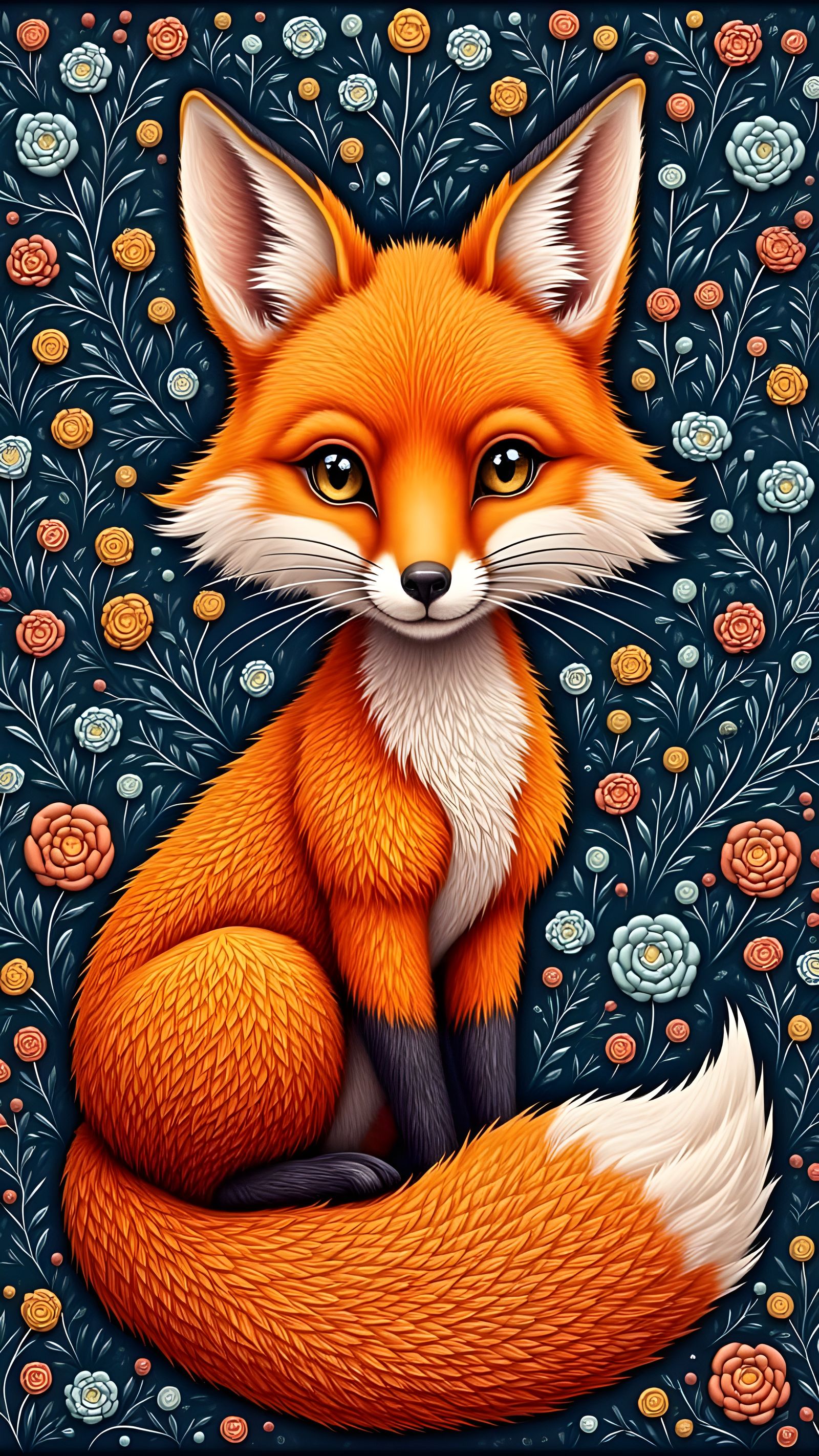 Vibrant Cartoon Fox in Maximalist Style