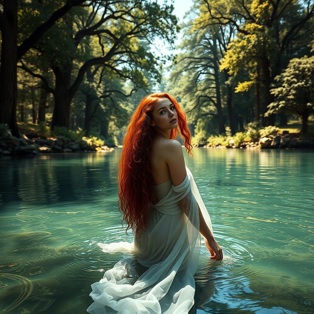 Red Goddess Emerging from Crystal Lake