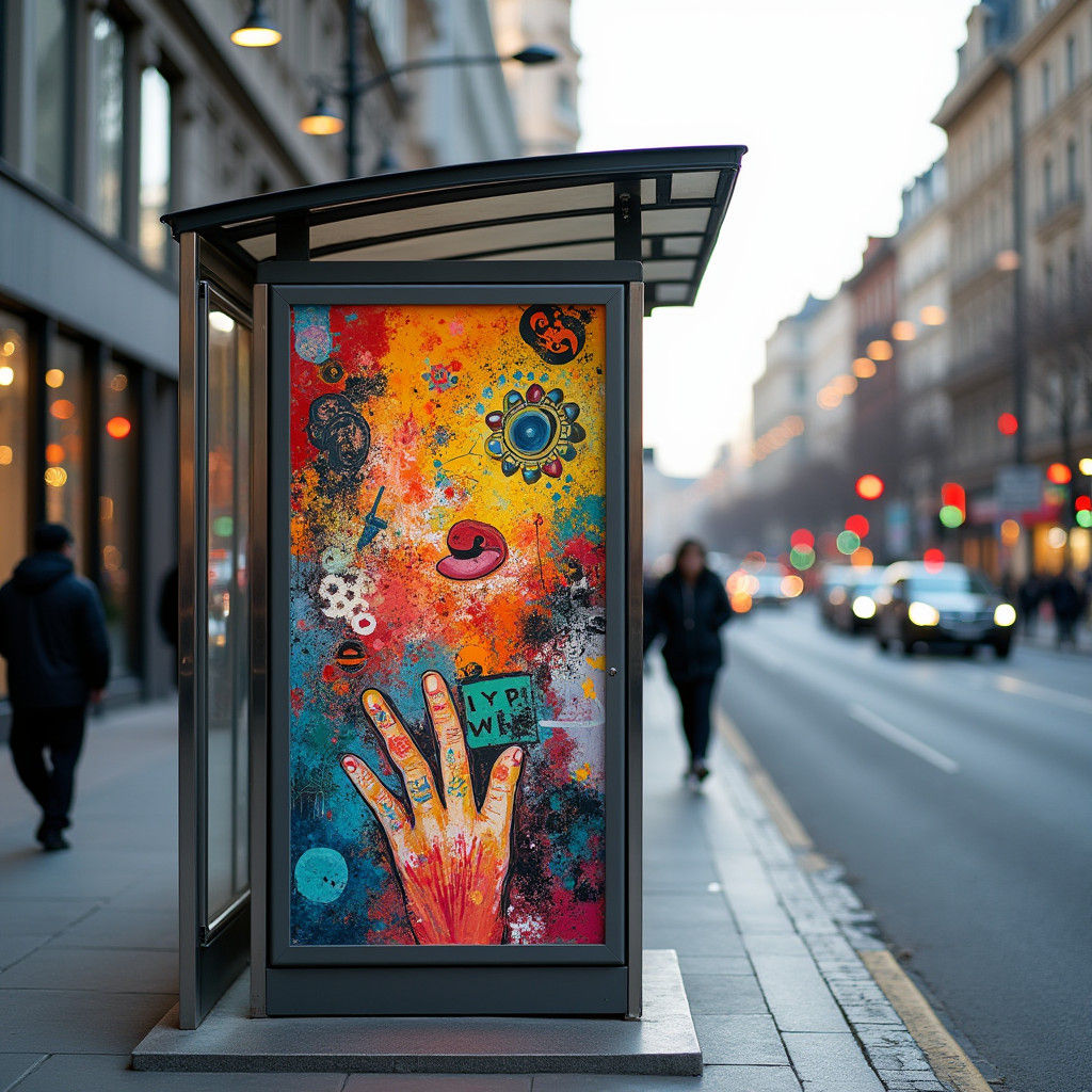 City Bus Stop Showcases Vibrant Mural Art
