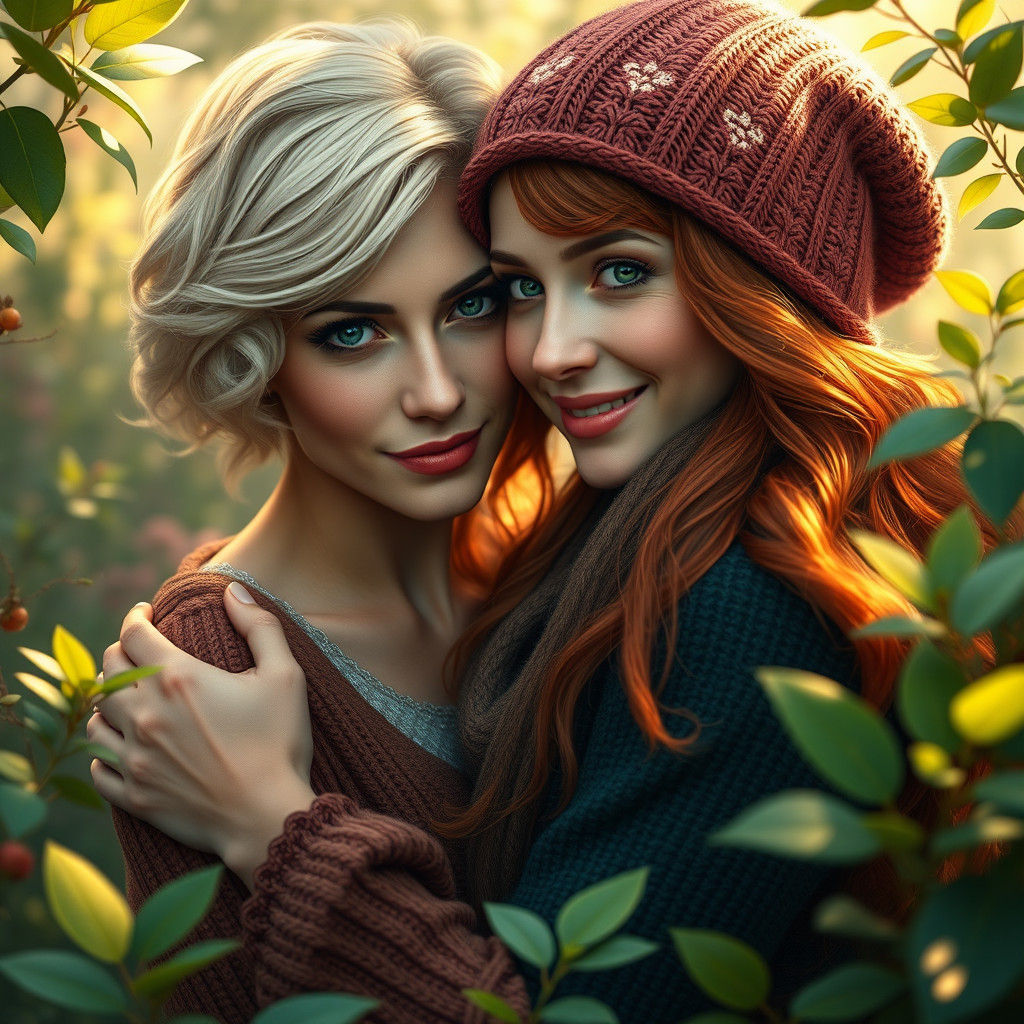 Loving Embrace in a Dreamlike Garden