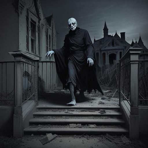 Ghoul's Descent: A Surreal Fusion of Artistic Styles