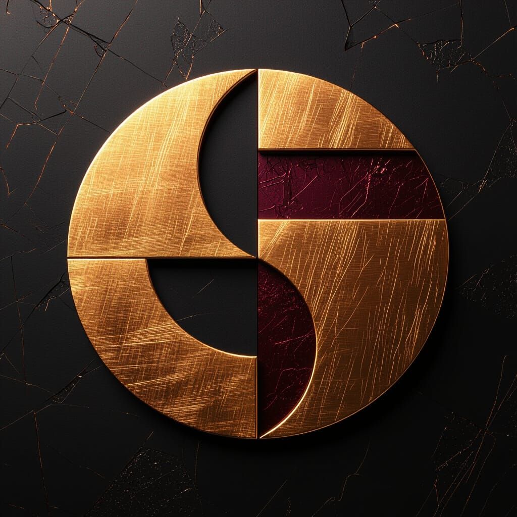 Golden Ratio Symbol in Brushed Copper Style