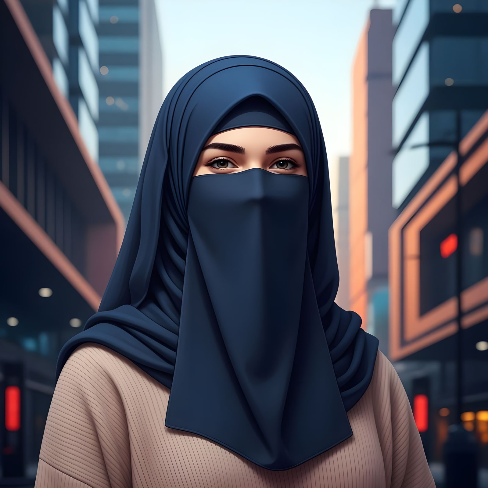 Beautiful Niqabi Woman Portrait in Fantasy Style