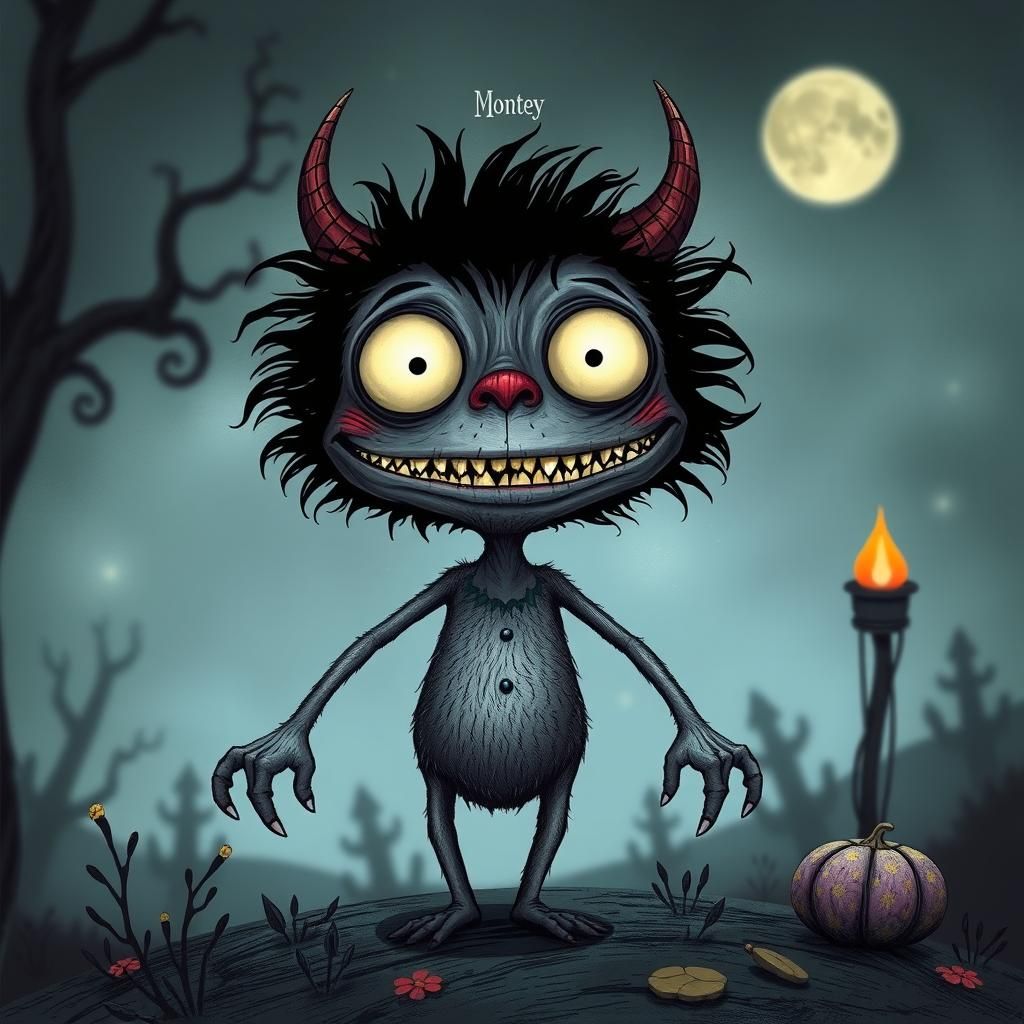 Cute Monster in Sendak-Burton Style