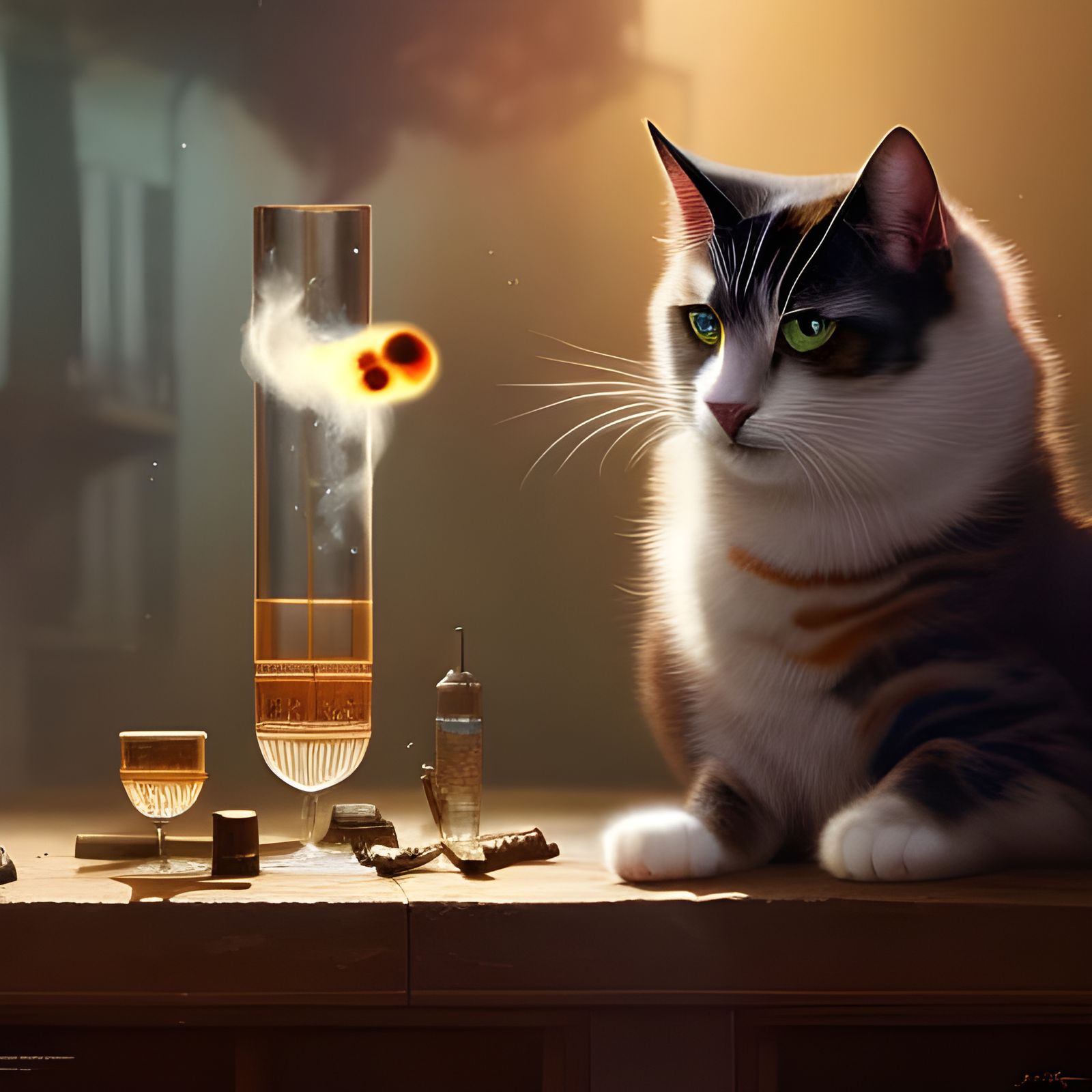 Cats Smoking Hookah: Detailed Digital Art