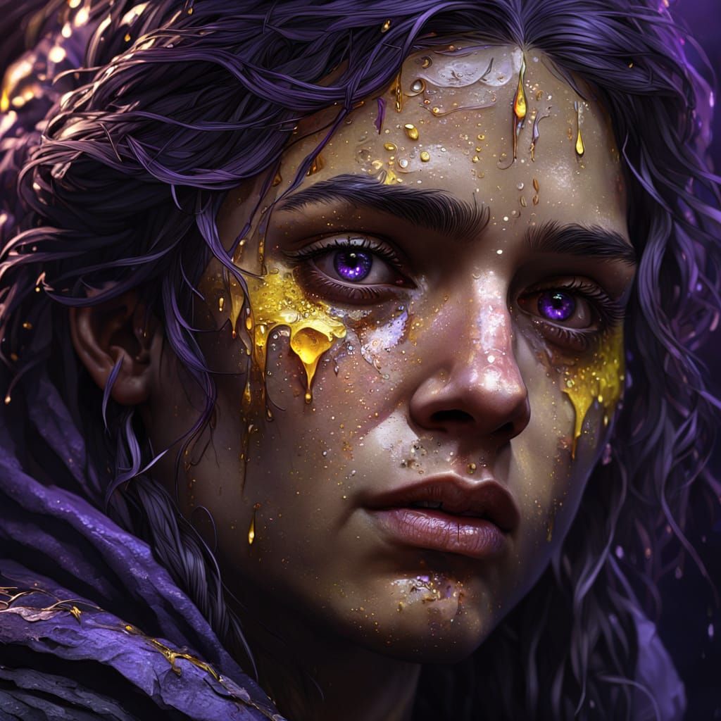 Dark Fantasy Portrait of Crying Figure in Rutkowski Style