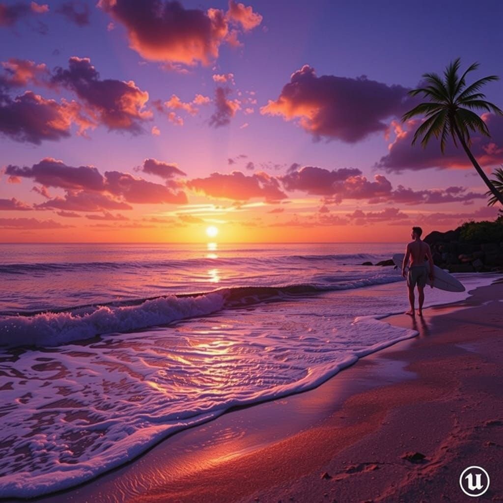 Ultra-Realistic Sunset Over Exotic Beach in Unreal Engine 5