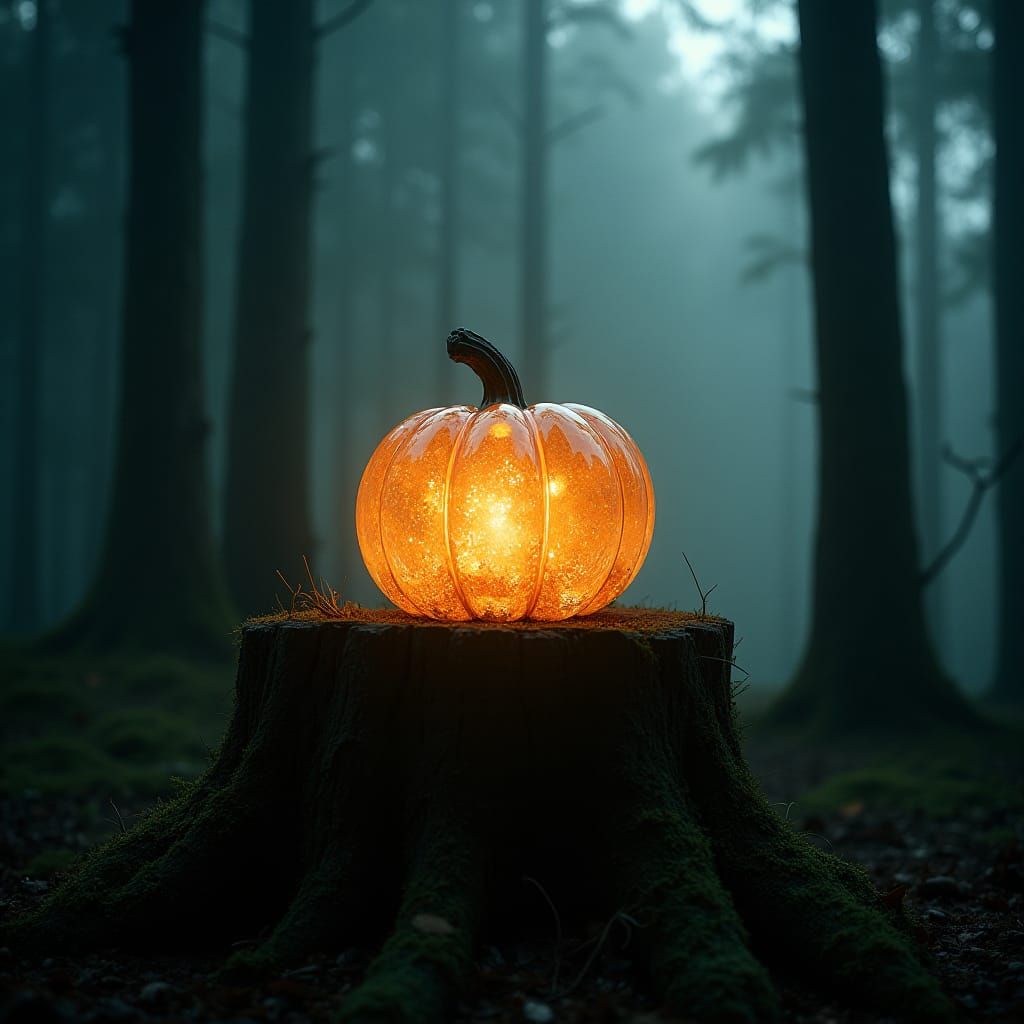 Ethereal Crystal Pumpkin in Mystical Forest: Cinematic Film ...
