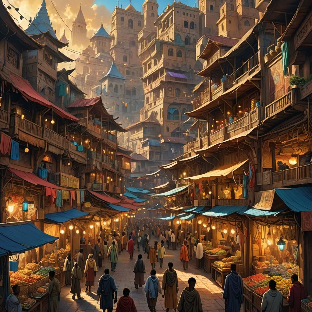 Vibrant Mekele Streets: A Detailed Matte Painting