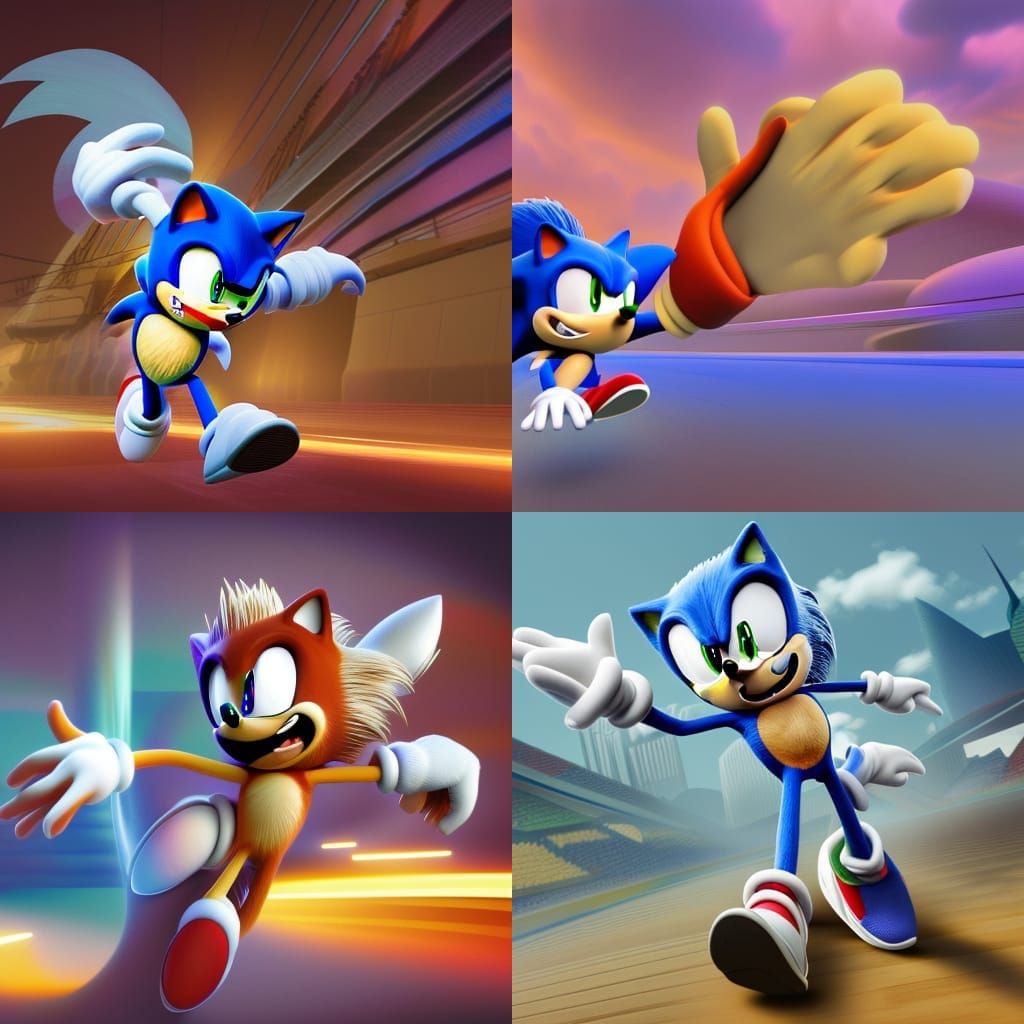 Sonic the Hedgehog in 3D Digital Art