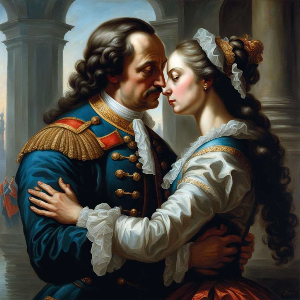 Peter the Great and Eudoxia Lopukhina in Baroque Style