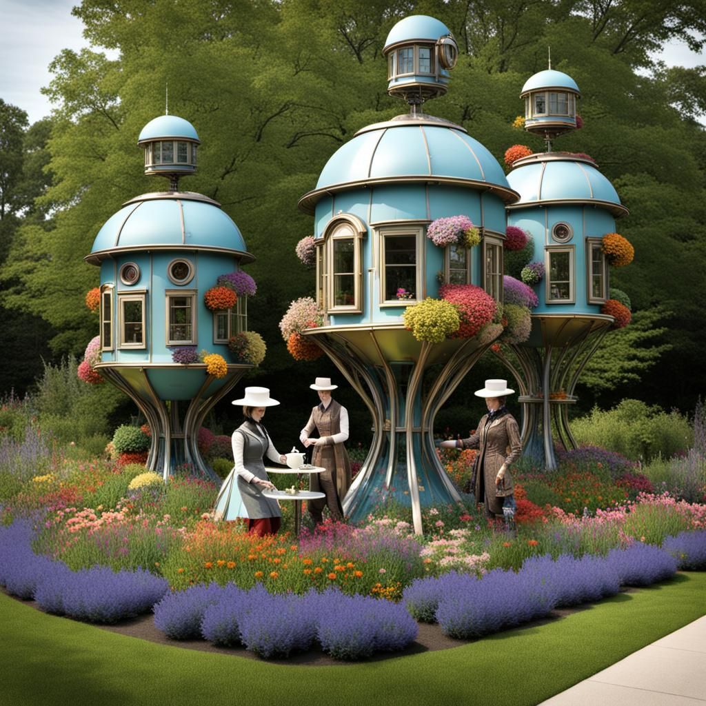 Steampunk Kinetic House with Mechanical Garden
