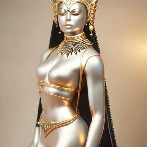 Egyptian Goddess Bastet with Cat Head in Photorealism