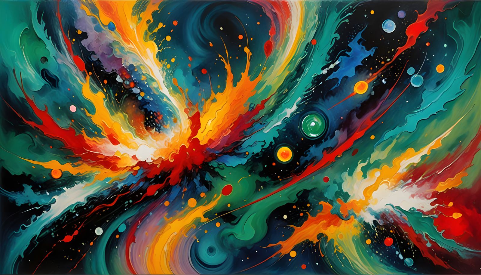 Surreal Spacecraft Races Through Cosmic Vortex in Vibrant Oi...