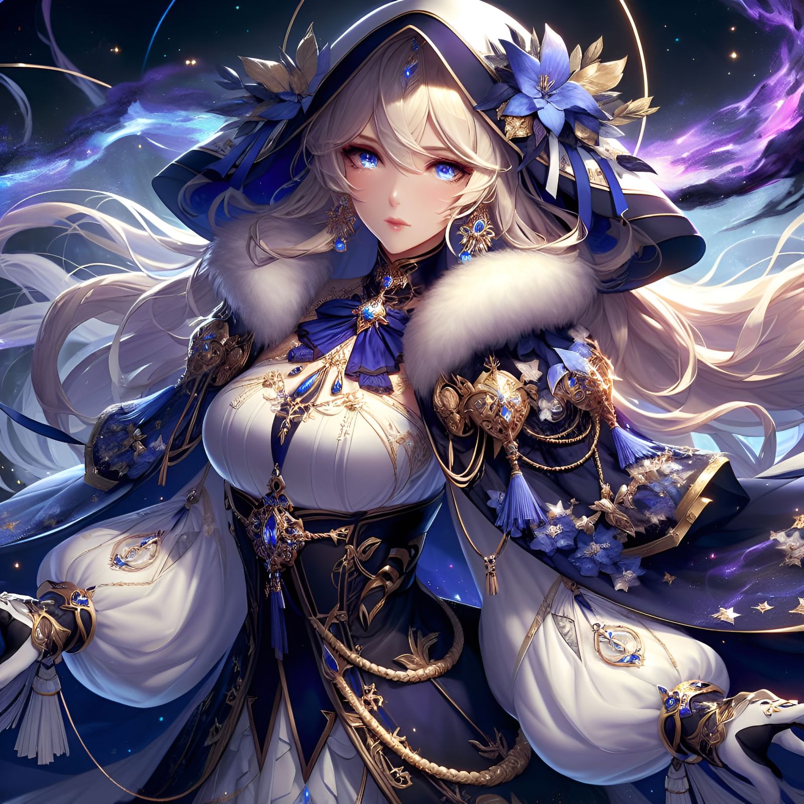 Elegant Woman with Dark Mist, Anime Style