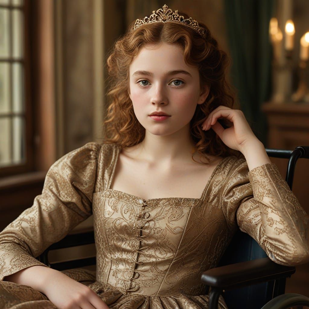 Victorian Princess in Whimsical Wheelchair Portrait