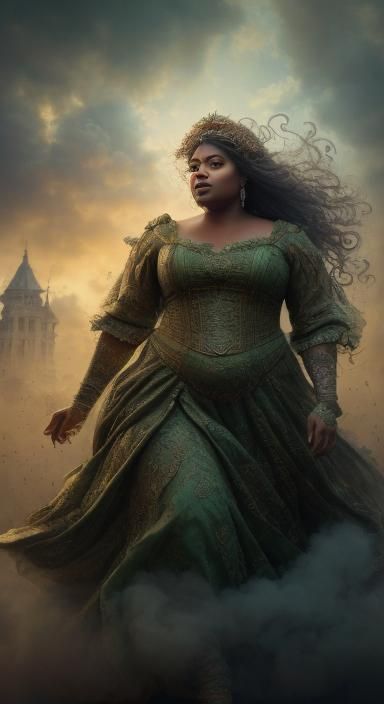 Ethereal Goddess Rising from Smoke: Digital Illustration