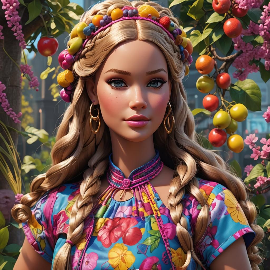 Realistic Plus Sized Barbie with Braids, 8K Portrait