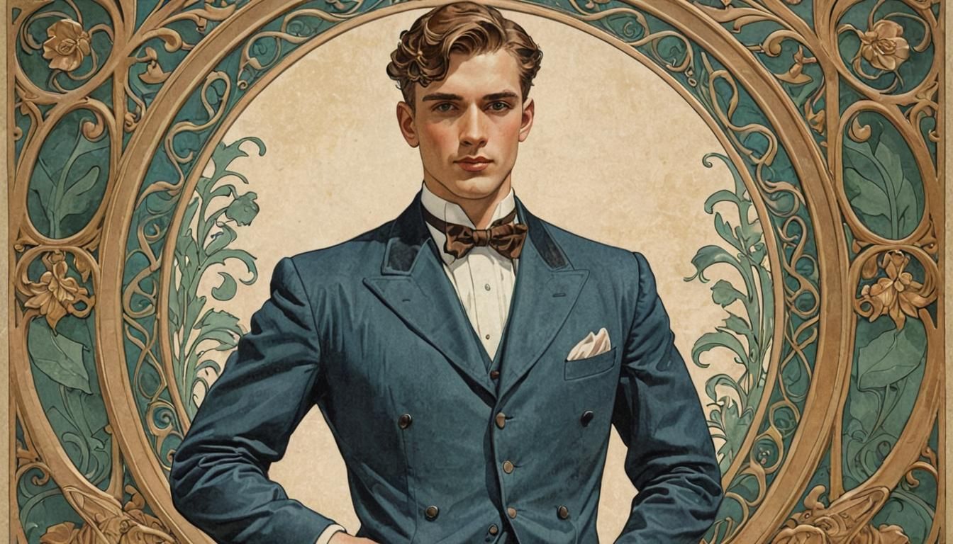 Elegant Art Nouveau Portrait of a Dapper Young Man