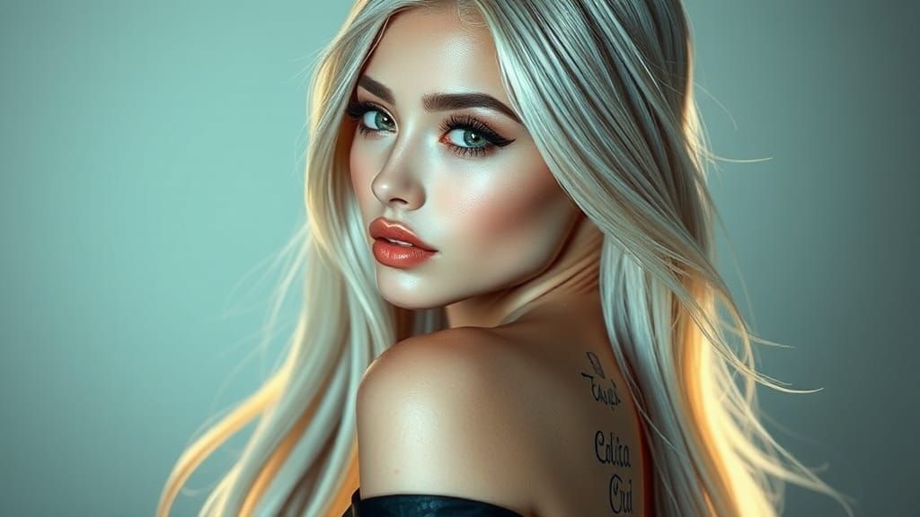 Beautiful Girl with Porcelain Skin in Street Art Style