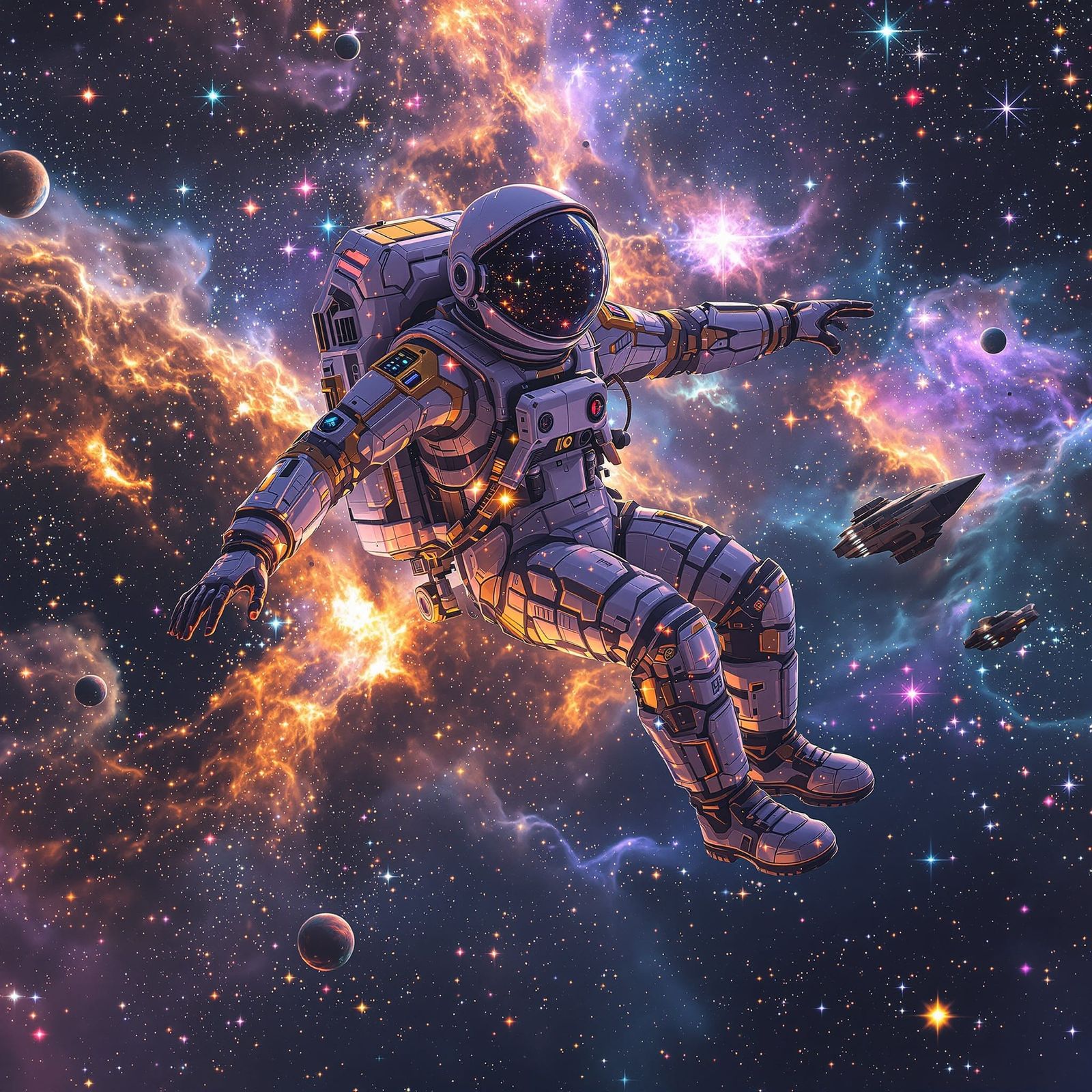 Astronaut Floats Through Space in Detailed 3D Painting
