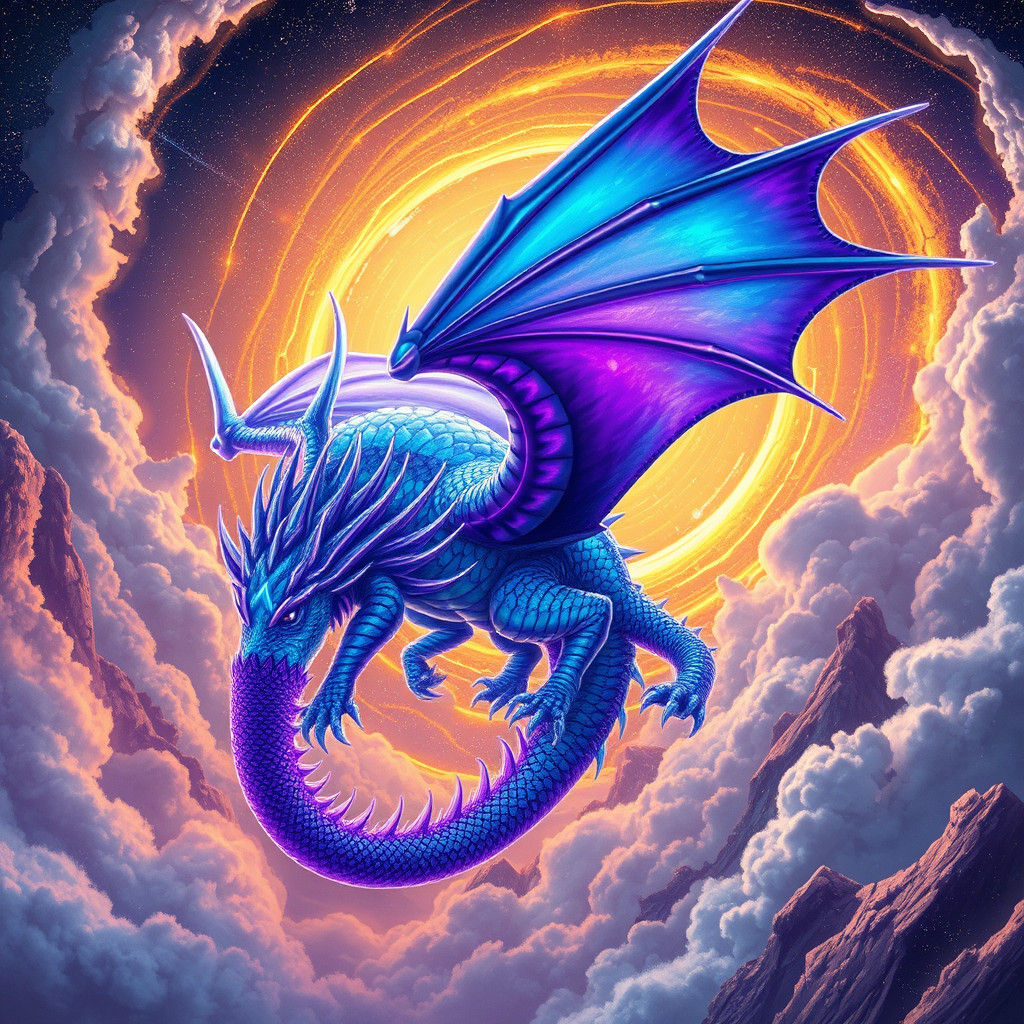 Energy Dragon Soaring Through Cosmic Vortex