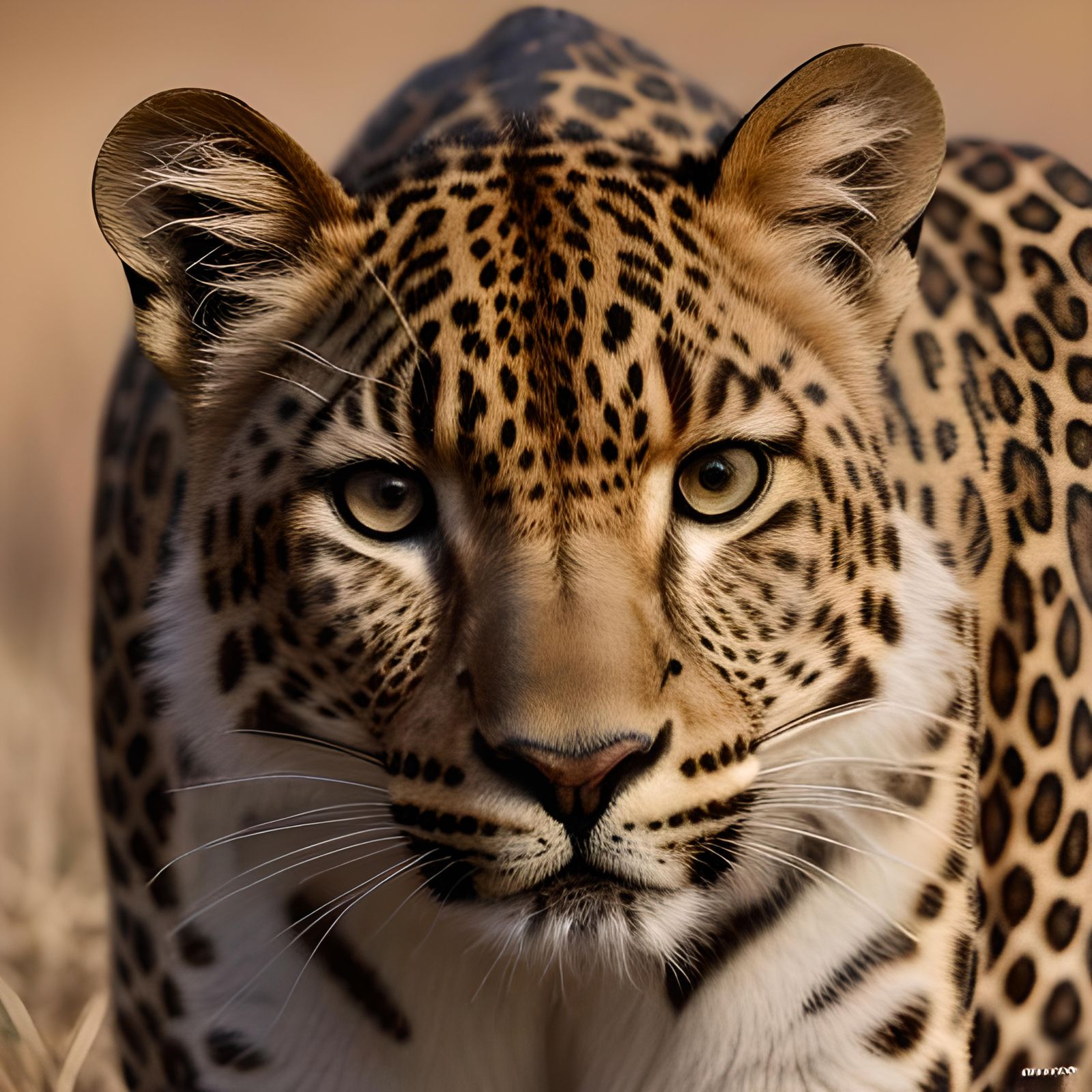 African Leopard Portrait in Jungle Habitat